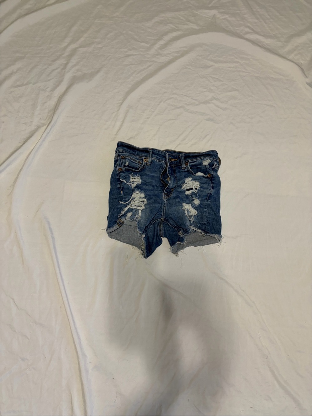 American Eagle Outfitters Distressed Dark Blue Denim Shorts
